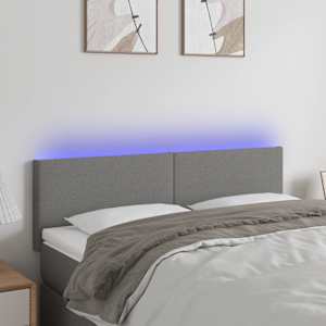 LED posteljno vzglavje temno sivo 144x5x78/88 cm blago