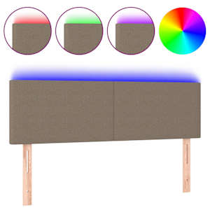 vidaXL LED-voodipeats, pruunikashall, 144x5x78/88 cm, kangas