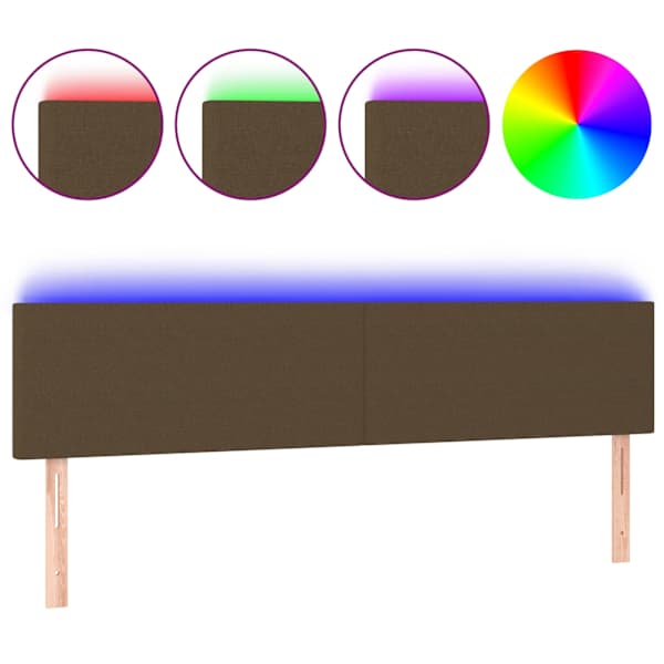 vidaXL LED-voodipeats, tumepruun, 160x5x78/88 cm, kangas