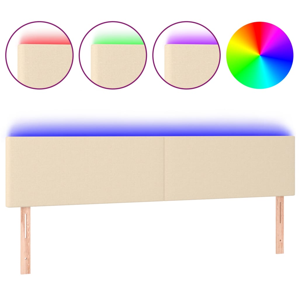 vidaXL ÄŚelo postele s LED krĂ©movĂ© 160x5x78/88 cm textil