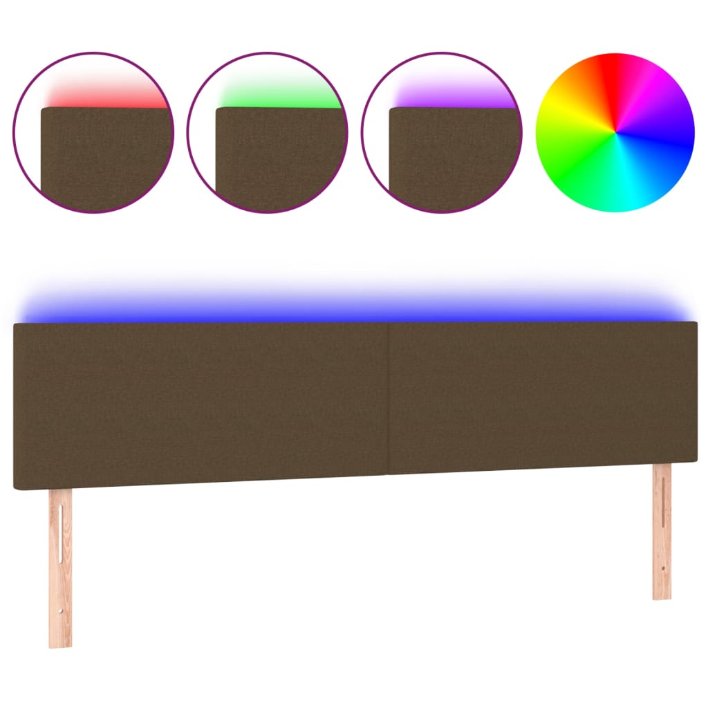 vidaXL Čelo postele s LED tmavě hnědé 180x5x78/88 cm textil