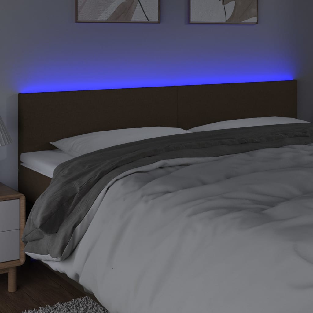 vidaXL Hoofdbord LED 180x5x78/88 cm stof donkerbruin afbeelding