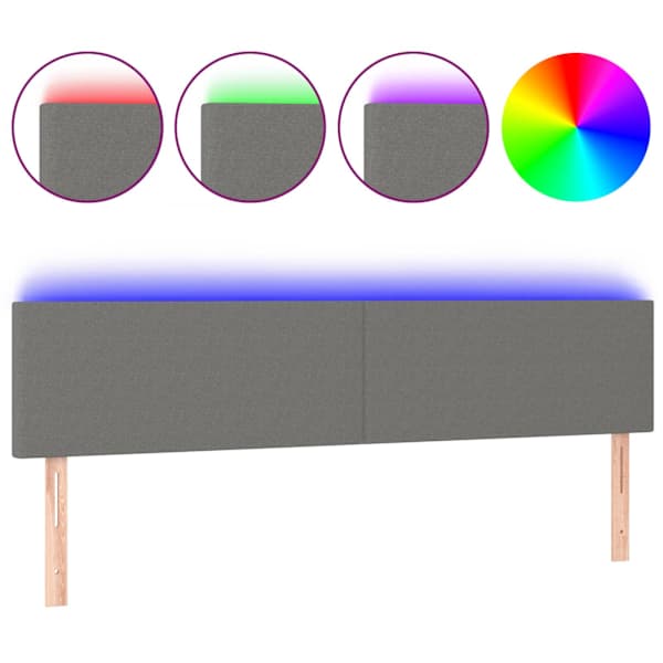 vidaXL LED-voodipeats, tumehall, 200x5x78/88 cm, kangas