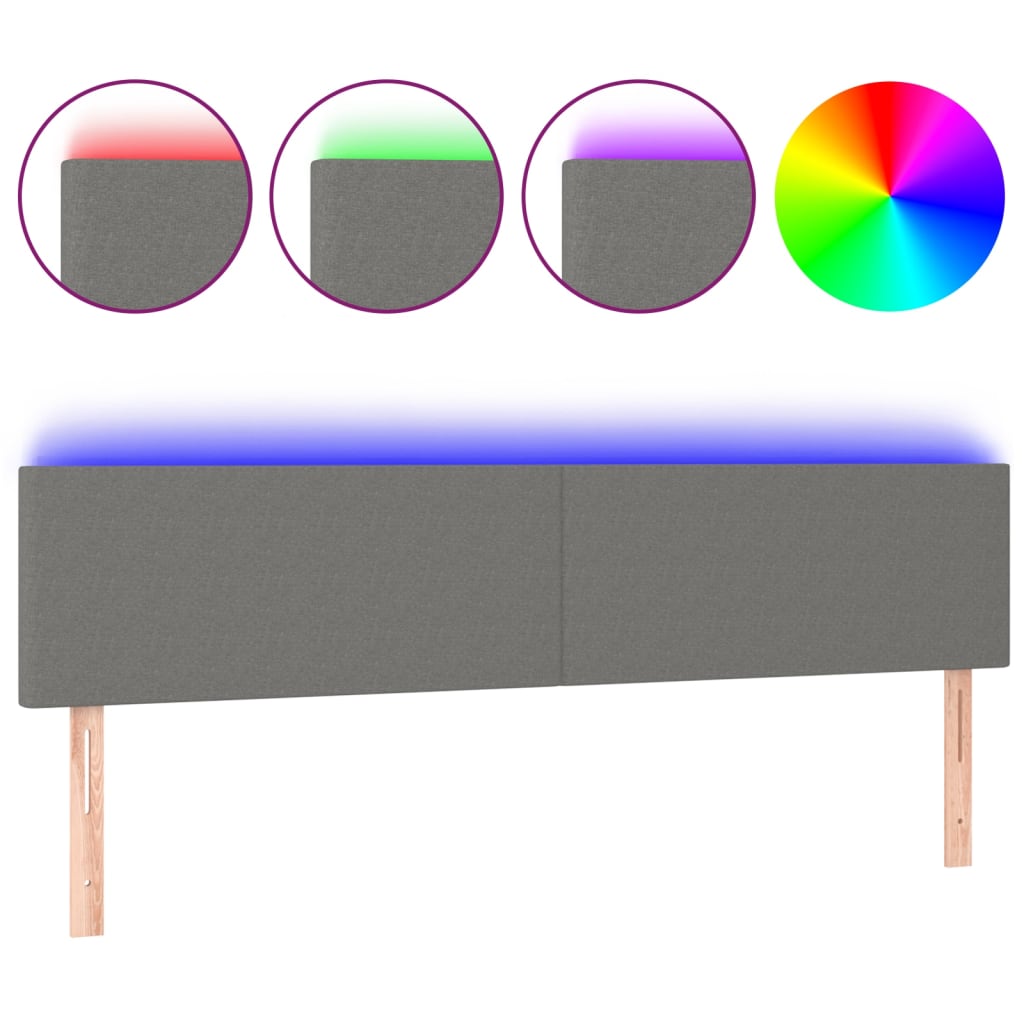 vidaXL ÄŚelo postele s LED tmavÄ› ĹˇedĂ© 200x5x78/88 cm textil