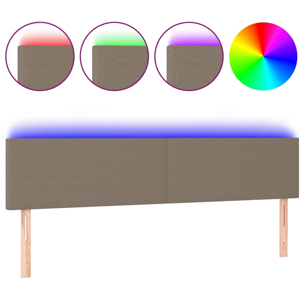 vidaXL ÄŚelo postele s LED taupe 200x5x78/88 cm textil