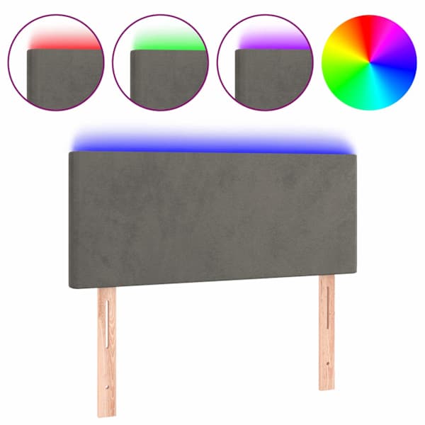 vidaXL LED-voodipeats, tumehall, 80x5x78/88 cm, samet