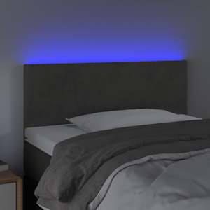 Čelo postele s LED tmavě šedé 80 x 5 x 78/88 cm samet - obrázek 3