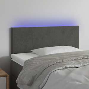 Čelo postele s LED tmavě šedé 80 x 5 x 78/88 cm samet - obrázek 1