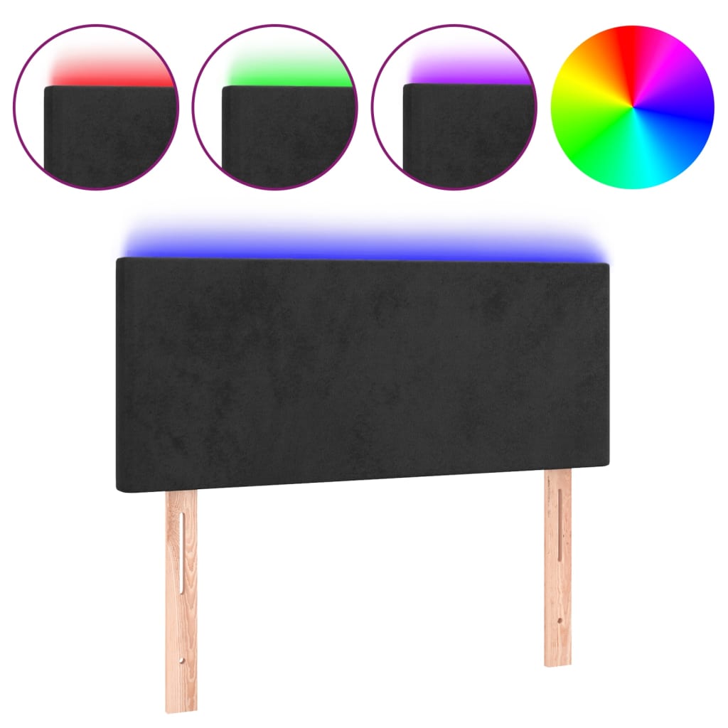 vidaXL ÄŚelo postele s LED ÄŤernĂ© 80 x 5 x 78/88 cm samet