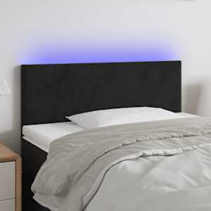 Čelo postele s LED černé 80 x 5 x 78/88 cm samet - obrázek 1
