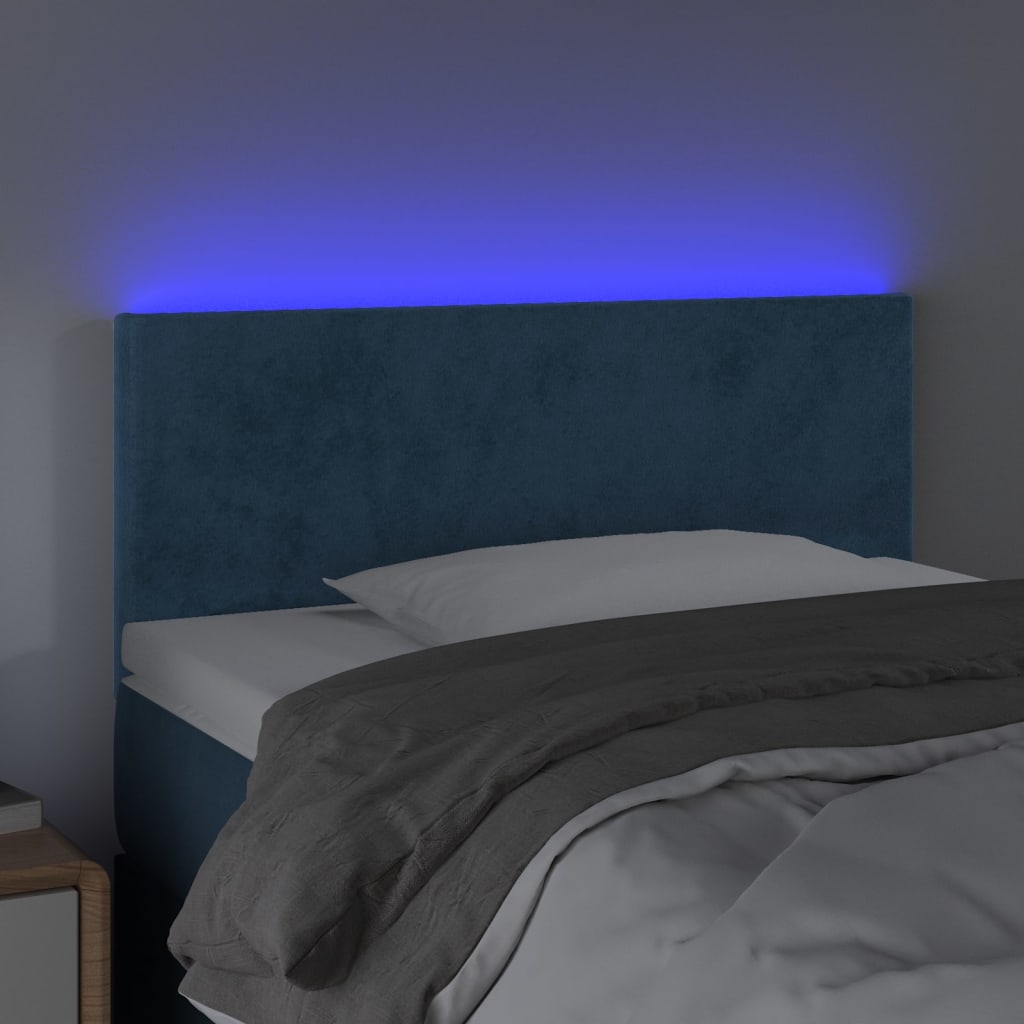 vidaXL Hoofdbord LED 80x5x78/88 cm fluweel donkerblauw afbeelding