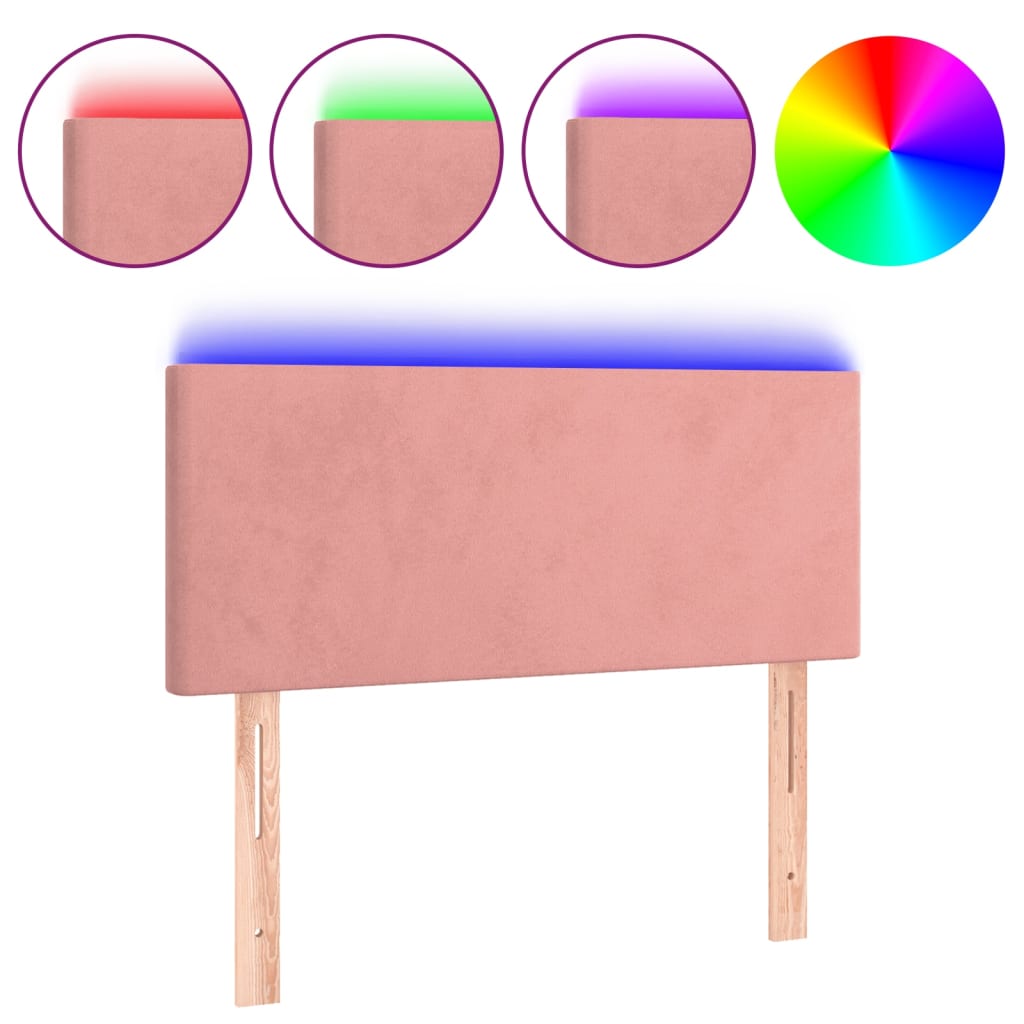 vidaXL ÄŚelo postele s LED rĹŻĹľovĂ© 80 x 5 x 78/88 cm samet