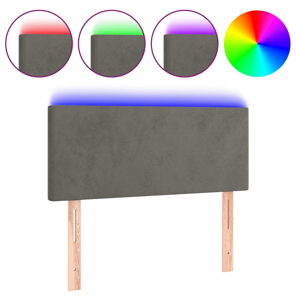 vidaXL ÄŚelo postele s LED tmavÄ› ĹˇedĂ© 90x5x78/88 cm samet
