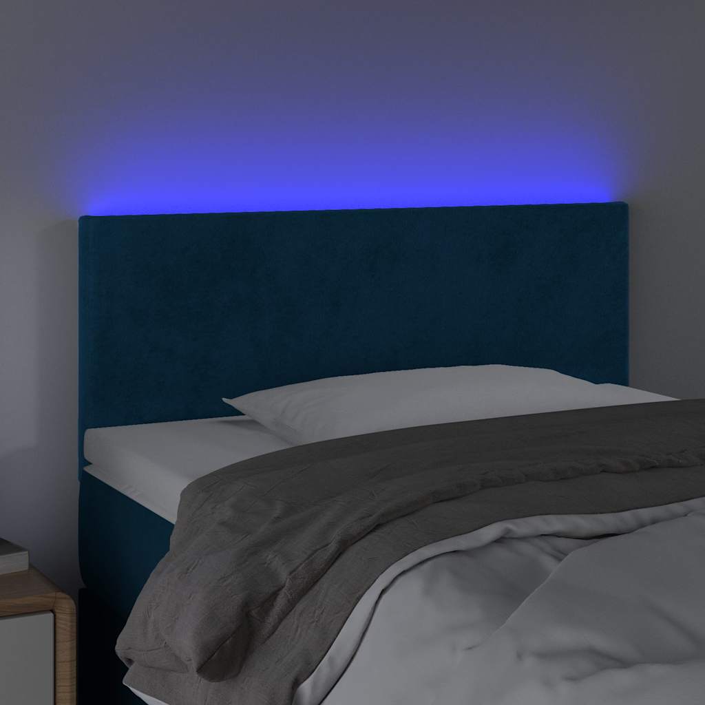 vidaXL Hoofdbord LED 90x5x78/88 cm fluweel donkerblauw blauw, foto 2