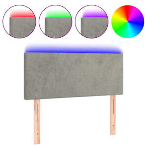 vidaXL LED-voodipeats, helehall, 100x5x78/88 cm, samet