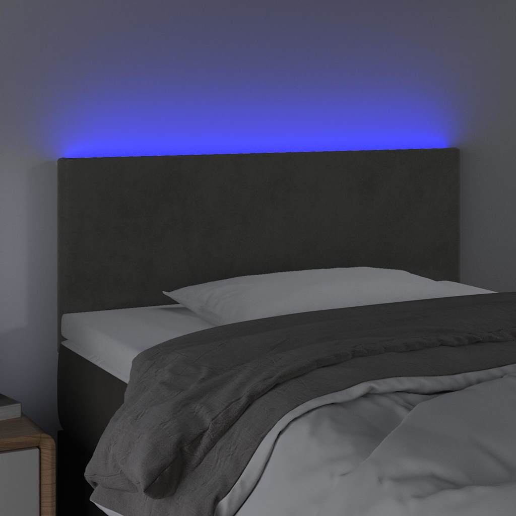 vidaXL Hoofdbord LED 100x5x78/88 cm fluweel donkergrijs grijs, foto 2