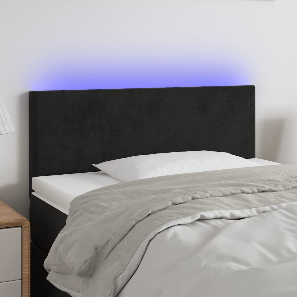 LED posteljno vzglavje črno 100x5x78/88 cm žamet