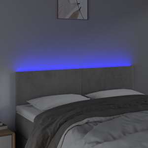 Čelo postele s LED světle šedé 144 x 5 x 78/88 cm samet - obrázek 3