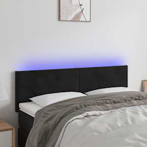 Čelo postele s LED černé 144x5x78/88 cm samet