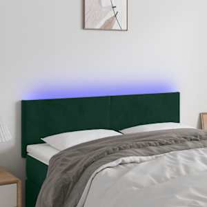 LED posteljno vzglavje temno zeleno 144x5x78/88 cm žamet