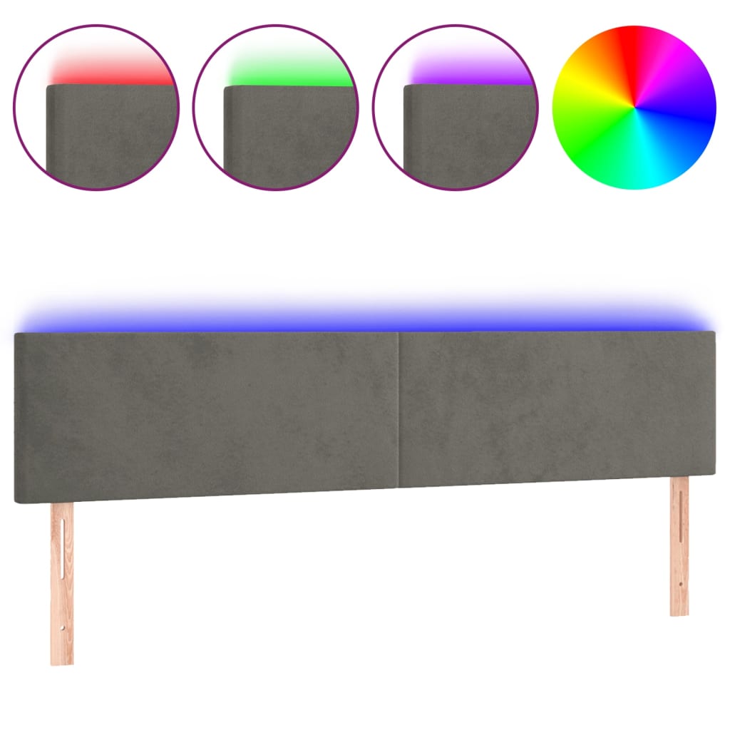 Thumbnail - vidaXL LED Kopfteil Dunkelgrau 160x5x78/88 cm Samt