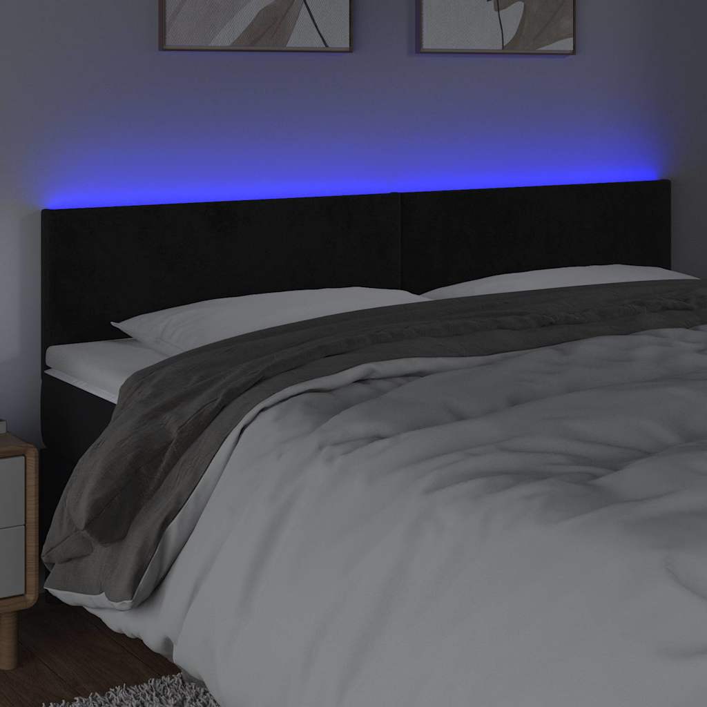 vidaXL Hoofdbord LED 160x5x78/88 cm fluweel zwart, foto 2