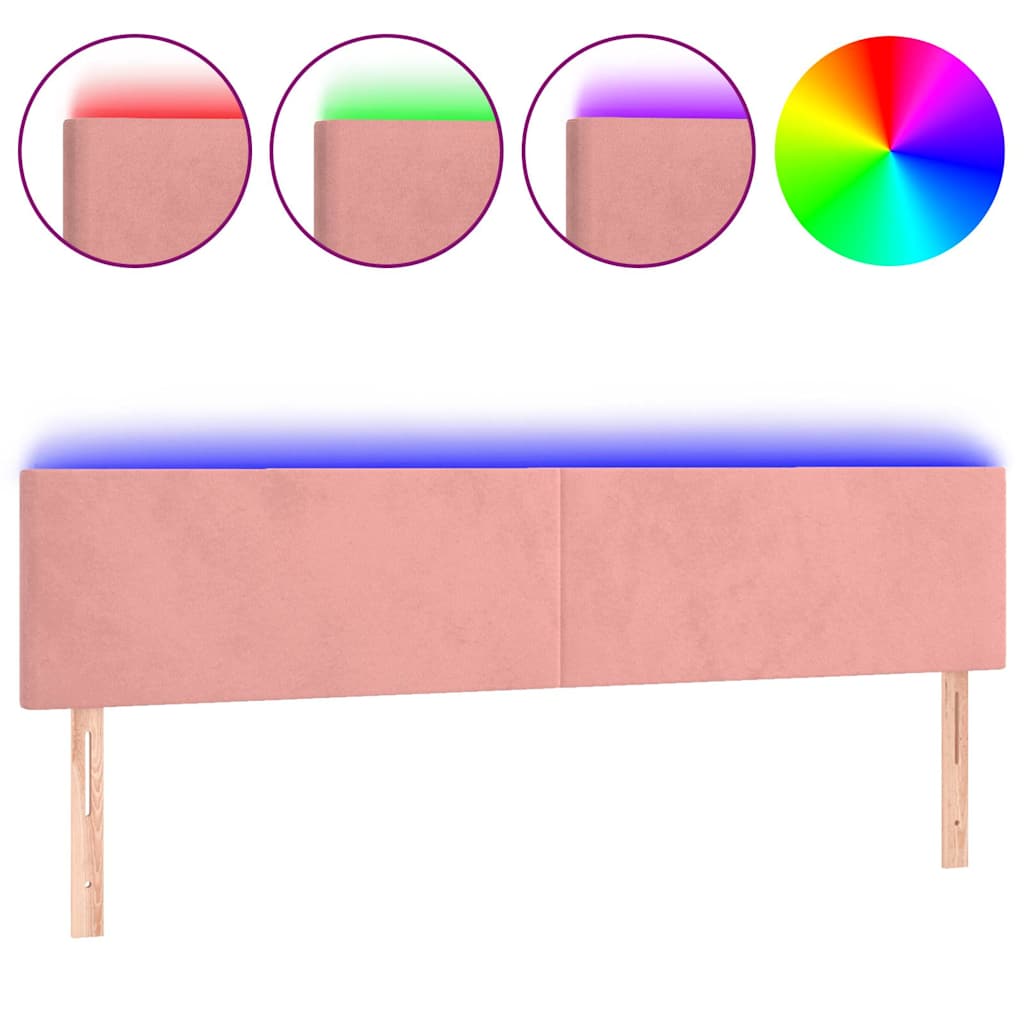 vidaXL Hoofdbord LED 180x5x78/88 cm fluweel roze, foto 3