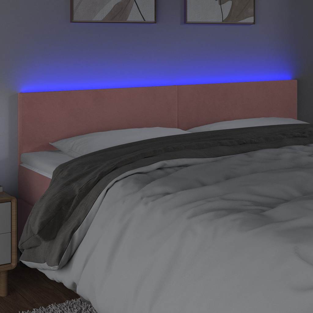 vidaXL Hoofdbord LED 200x5x78/88 cm fluweel roze, foto 2