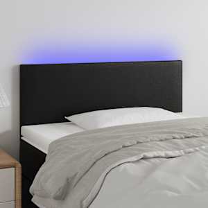 Čelo postele s LED černé 80 x 5 x 78/88 cm umělá kůže - obrázek 1