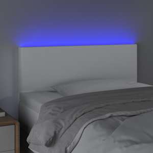 Čelo postele s LED bílé 80 x 5 x 78/88 cm umělá kůže - obrázek 3