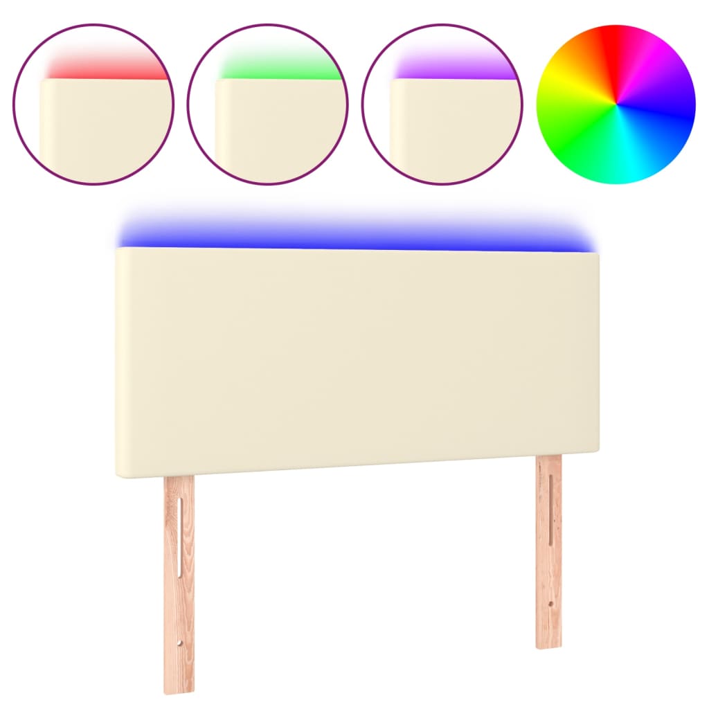 vidaXL Čelo postele s LED krémové 80 x 5 x 78/88 cm umělá kůže