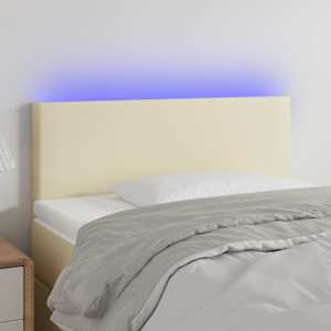 Čelo postele s LED krémové 80 x 5 x 78/88 cm umělá kůže - obrázek 1