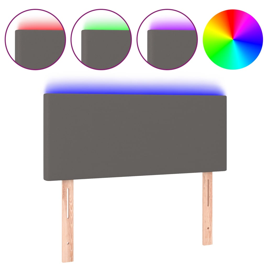 vidaXL Čelo postele s LED šedé 80 x 5 x 78/88 cm umělá kůže