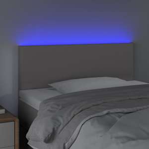 Čelo postele s LED šedé 80 x 5 x 78/88 cm umělá kůže - obrázek 3