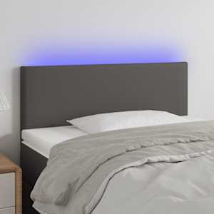 Čelo postele s LED šedé 80 x 5 x 78/88 cm umělá kůže - obrázek 1