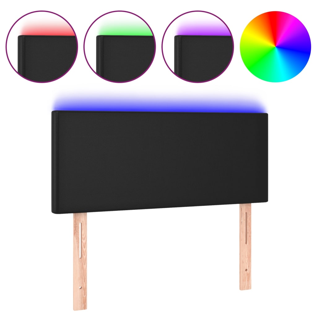 vidaXL Čelo postele s LED černé 90x5x78/88 cm umělá kůže