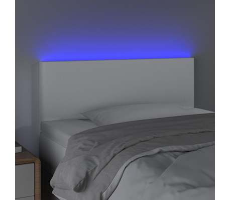 vidaXL LED Горна табла за легло, бяла, 90x5x78/88 см, изкуствена кожа