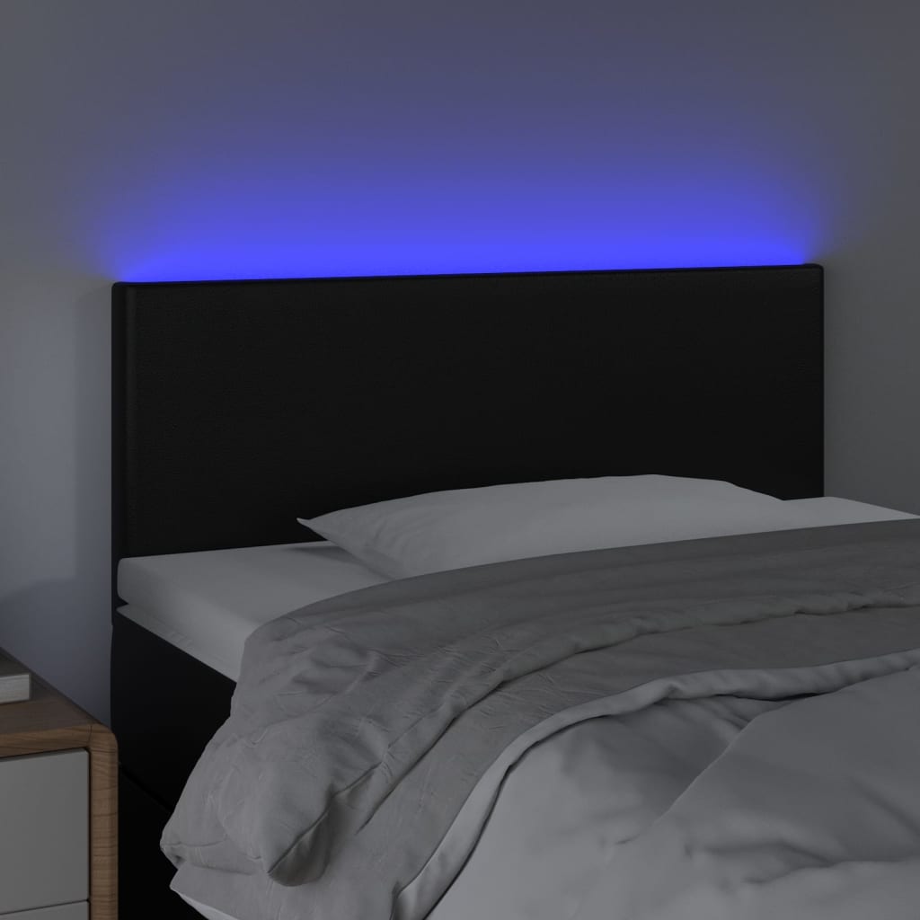 vidaXL Hoofdbord LED 100x5x78/88 cm kunstleer zwart afbeelding