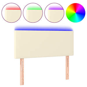 vidaXL LED-voodipeats, kreemjas, 100x5x78/88 cm, kunstnahk