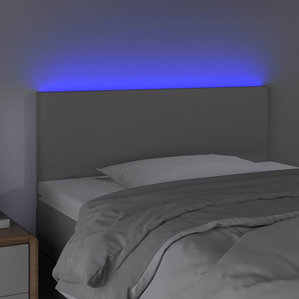 vidaXL Hoofdbord LED 100x5x78/88 cm kunstleer grijs, foto 2