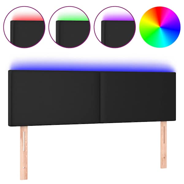 vidaXL LED-voodipeats, must, 144x5x78/88 cm, kunstnahk