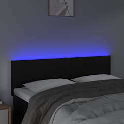 vidaXL Čelo postele s LED čern&eacute; 144x5x78/88 cm uměl&aacute; kůže