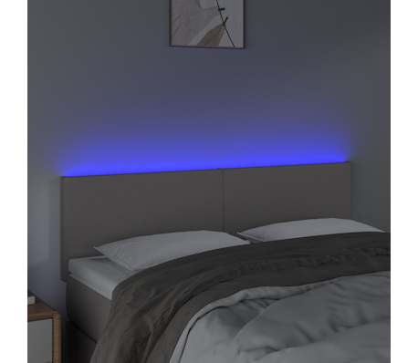 vidaXL T&ecirc;te de lit &agrave; LED Gris 144x5x78/88 cm Similicuir