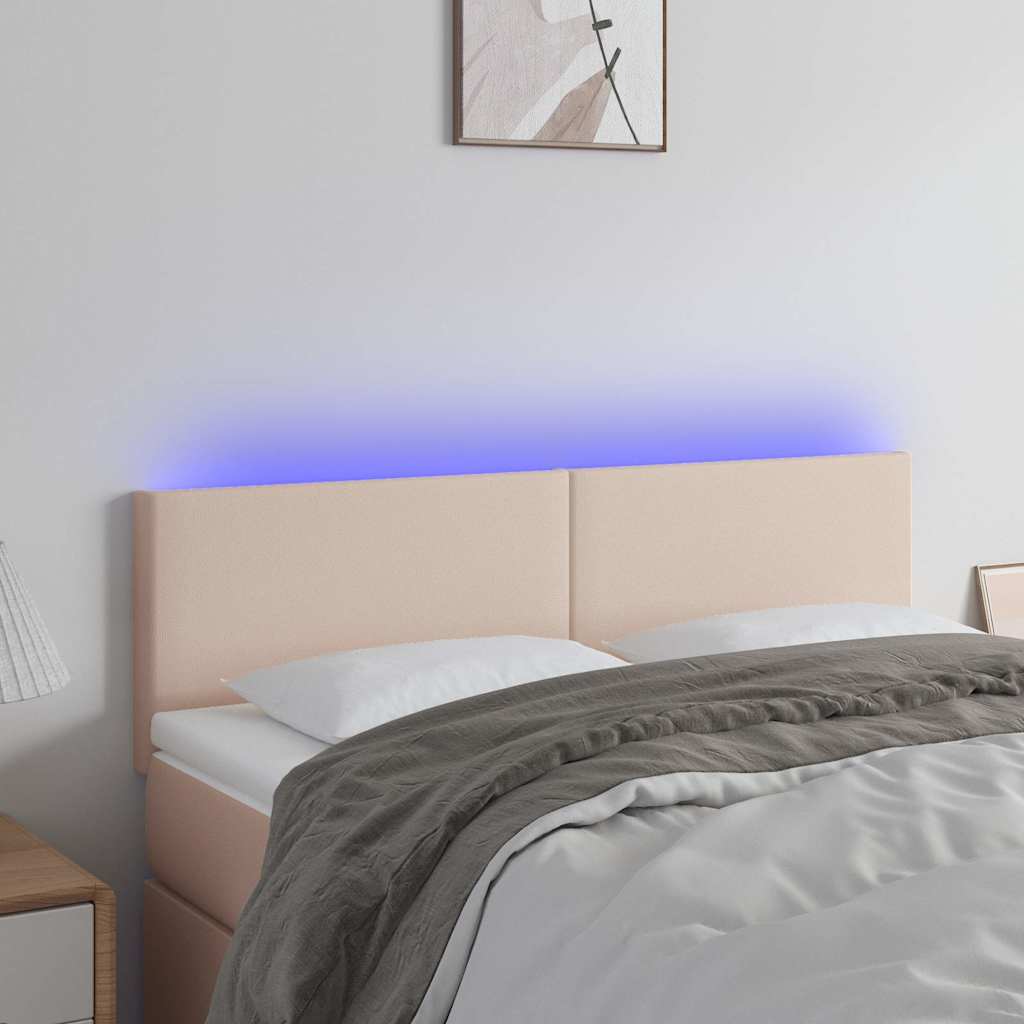 vidaXL LED Kopfteil Cappuccino-Braun 144x5x78/88 cm Kunstleder