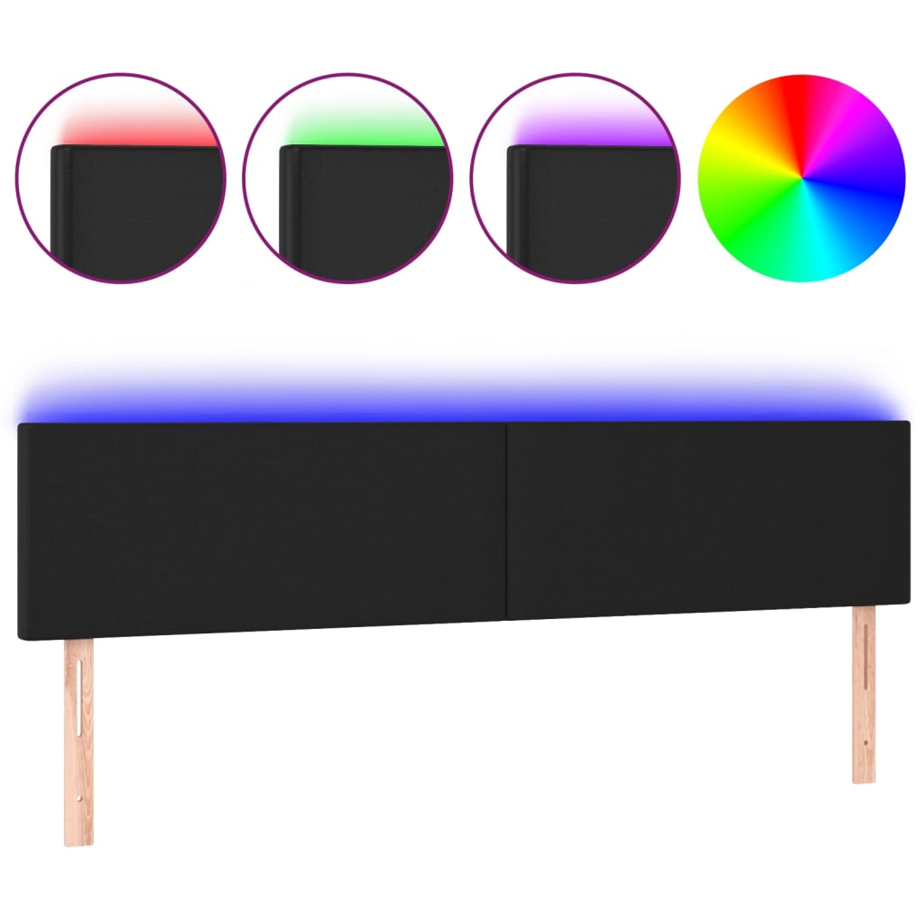 vidaXL Čelo postele s LED černé 160x5x78/88 cm umělá kůže