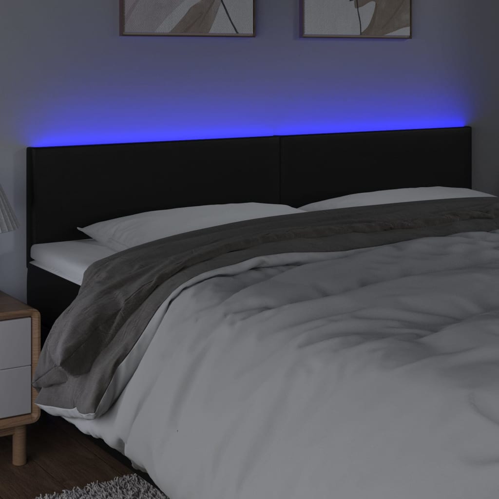 vidaXL Hoofdbord LED 160x5x78/88 cm kunstleer zwart afbeelding