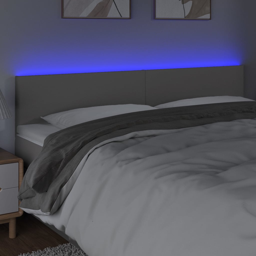 vidaXL Hoofdbord LED 160x5x78/88 cm kunstleer grijs afbeelding