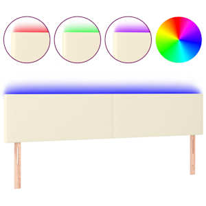 vidaXL LED-voodipeats, kreemjas, 180x5x78/88 cm, kunstnahk