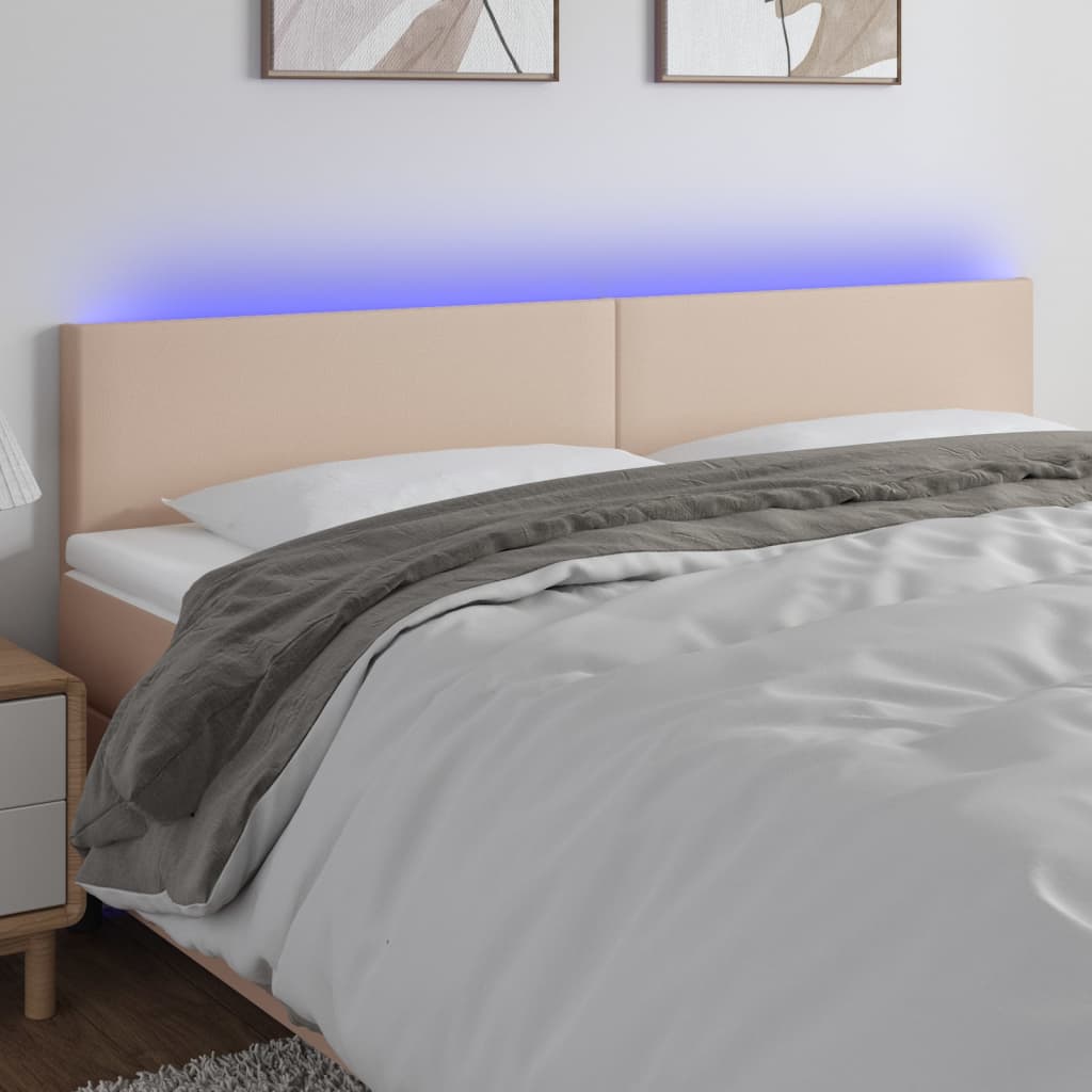 Čelo postele s LED cappuccino 180x5x78/88 cm umělá kůže