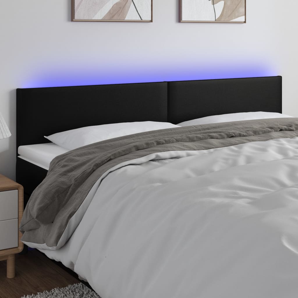  Čelo postele s LED čierne 200x5x78/88 cm umelá koža